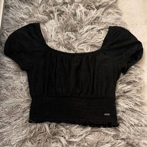 Black Hollister crop off shoulder dressy top